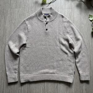 Patagonia Off Country Sweater Mens XL Oat Pullover Hiking Wool Blend Button Neck